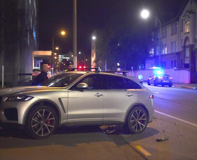 A car on Cumberland St was also damaged. Photo: Gregor Richardson