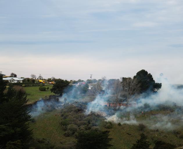 A fire is burning in the outskirts of Oamaru. Photo: Rebecca Ryan