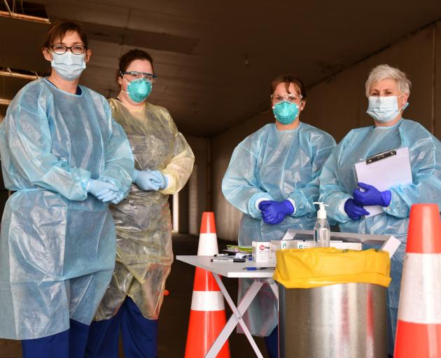 Testing in Invercargill until tomorrow are (from left) WellSouth director of nursing Wendy...