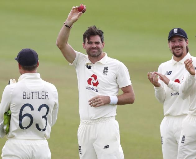 James Anderson celebrates his 600th test wicket. Photo: Getty Images