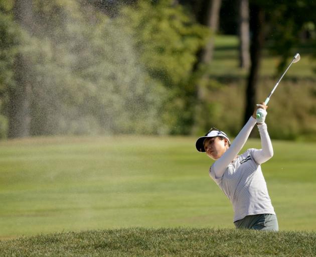 Lydia Ko hits a shot from the sand on the 15th hole during the final round of the Marathon LPGA Classic. Photo: Getty Images