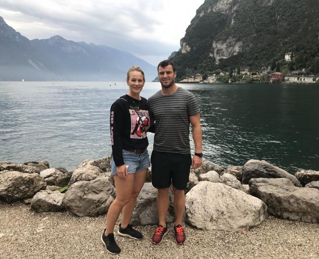 Nick McLennan and partner Katie Scannell in Europe while playing overseas.PHOTO: SUPPLIED
