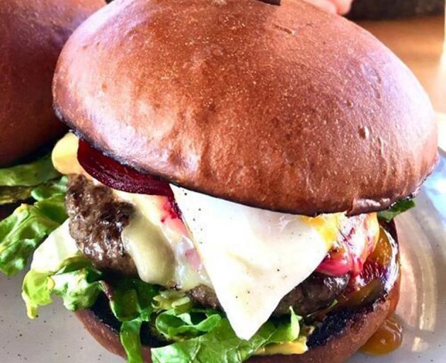Otago Farmer’s Market’s classic Kiwi burger.


