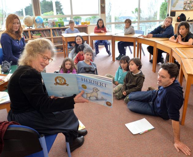 Children’s writer-illustrator Robyn Belton reads her book Herbert the Brave Sea Dog to Purakaunui...