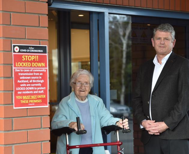 Birchleigh Residential Care Centre resident Elma McRobbie (103) and chief executive Malcolm...