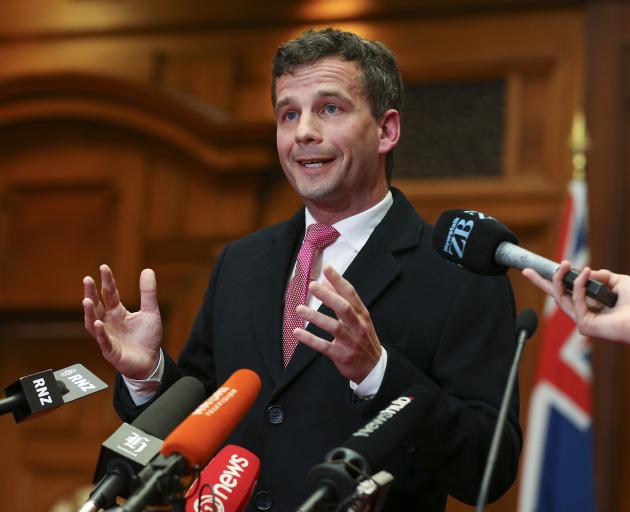 Act Leader David Seymour speaks to media during a press conference at Parliament last month....