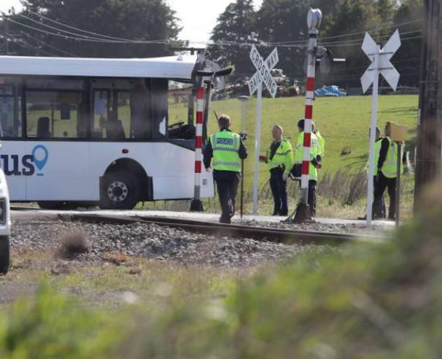 Police at the crash scene. Photo: NZ Herald 