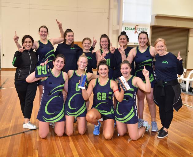 College players and staff celebrate beating Southern Magpies in the final of the Dunedin premier...