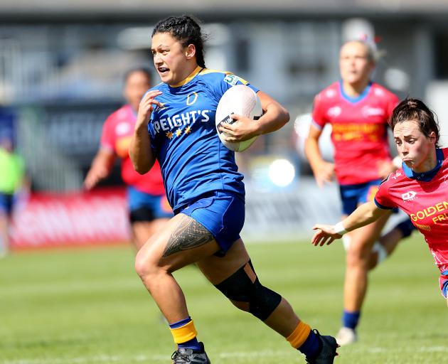 Hinemoa Watene on her way to the line during Otago's dominant win over Tasman. Photo: Getty Images