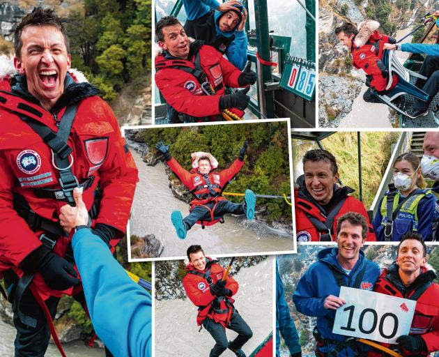 The many faces of Jason Medina at Shotover Canyon Swing on Thursday: with Queenstown police...