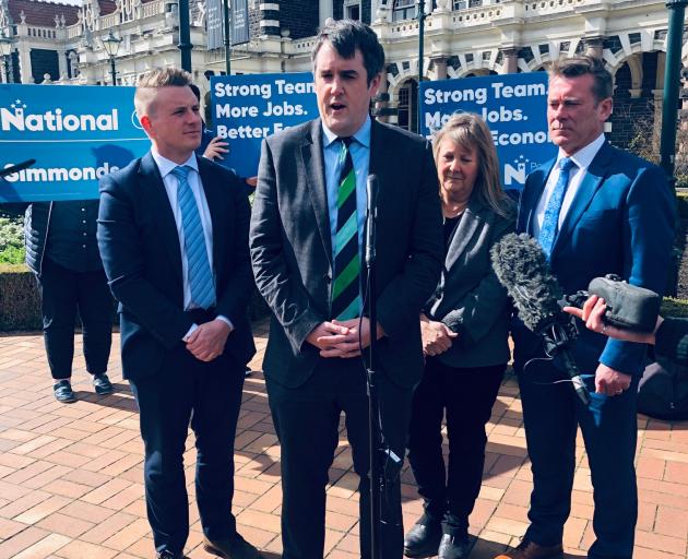 National Taeiri candidate Liam Kernaghan (from left), transport spokesman Chris Bishop, and...