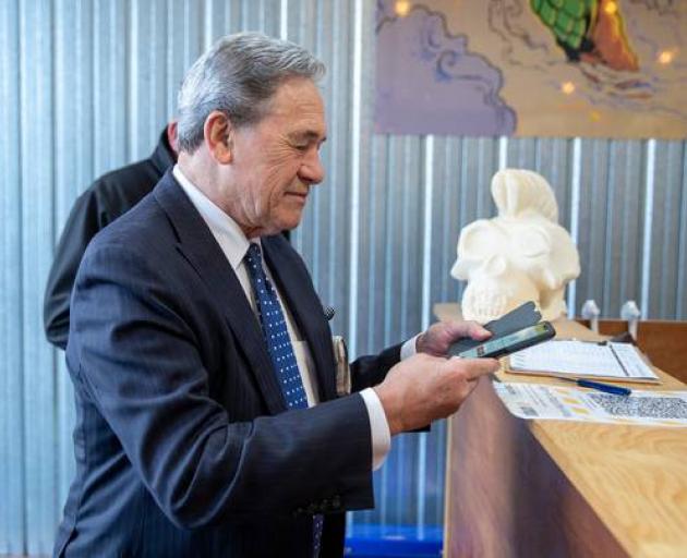 Winston Peters used the Covid Tracer app. Photo: NZ Herald 