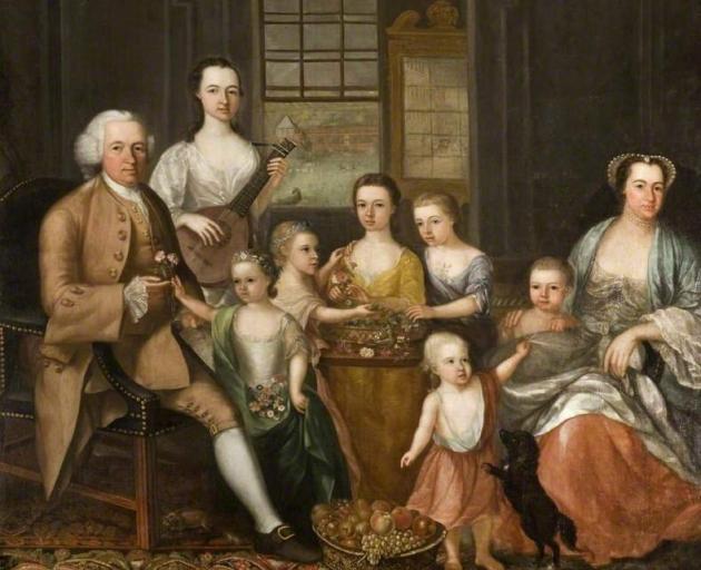 The Glassford Family Portrait, commissioned from artist Archibald McLauchlan in 1766. Cleaning...