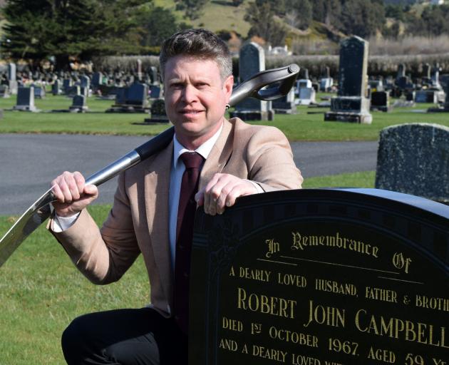 Campbell & Sons Funeral Services owner Clark Campbell visits his family’s plot at the East Taieri...