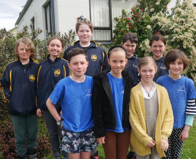 School pupils who spoke at the Otago Peninsula Community Board meeting were (back from left)...