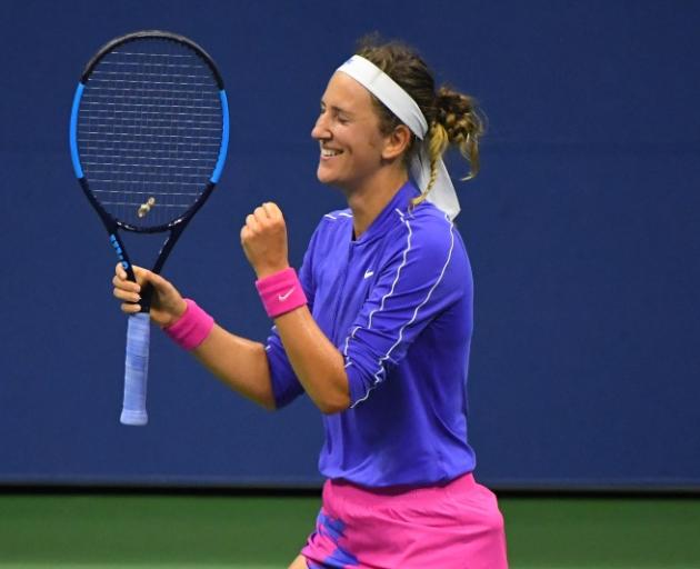 Victoria Azarenka celebrates her quarterfinal win at the US Open. Photo: Reuters