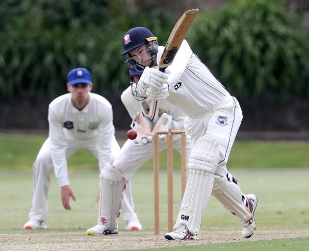 Auckland wicketkeeper-batsman Ben Horne hits the ball during day two of his side’s Plunket Shield...