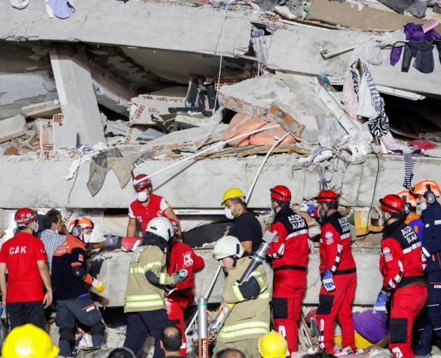 The strong quake destroyed buildings in the coastal province of Izmir in Turkey. Photo: Reuters