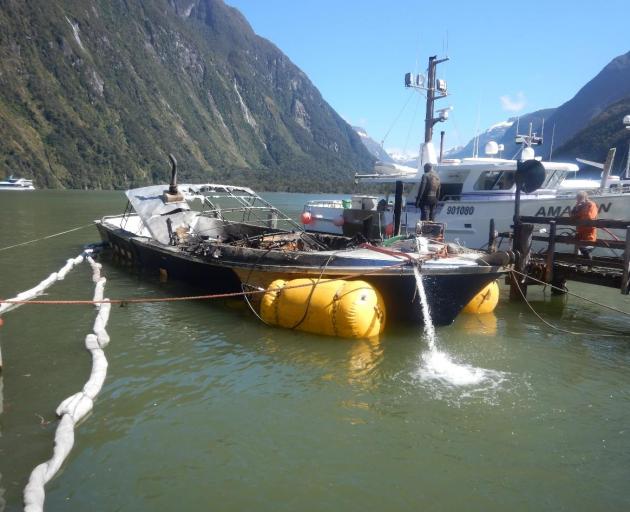 The boat has now been disassembled and removed from Milford Sound for disposal. Photo: Supplied