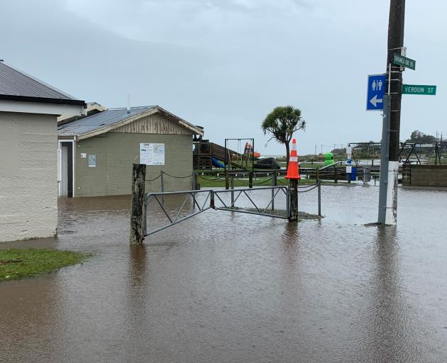 Waters rise at Taramea Ba in Riverton on Sunday. PHOTO: ABBEY PALMER