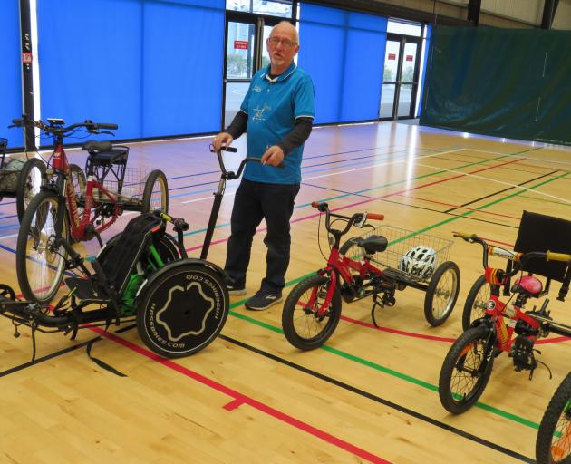 Trikes NZ owner Brian Gilbert with some of the trikes at the Ashburton roadshow. Photo: Ashburton...