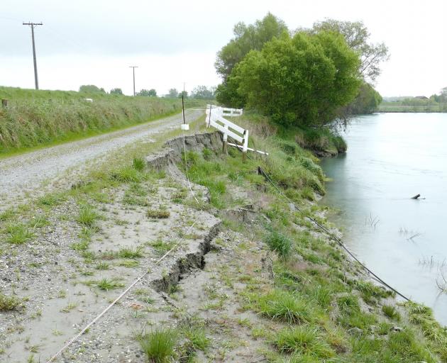 Riverbank Rd in Inch Clutha is one of two roads likely to be experience temporary or permanent closure to normal traffic, as a result of severe South Otago flooding in February. PHOTO: RICHARD DAVISON