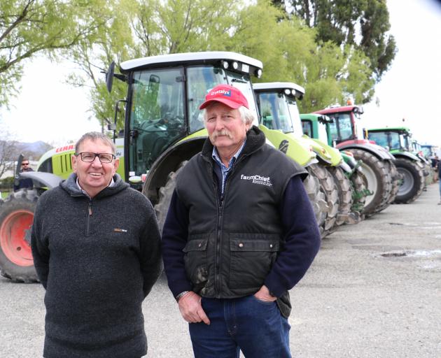 Rally organisers Bryce McKenzie (left) and Laurie Paterson stand in the Gore A & P Showgrounds...