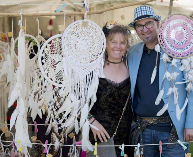 Welcoming Dunedin visitors to the Extravaganza Fair are stallholders Terrene Gibson and Yani Alig...