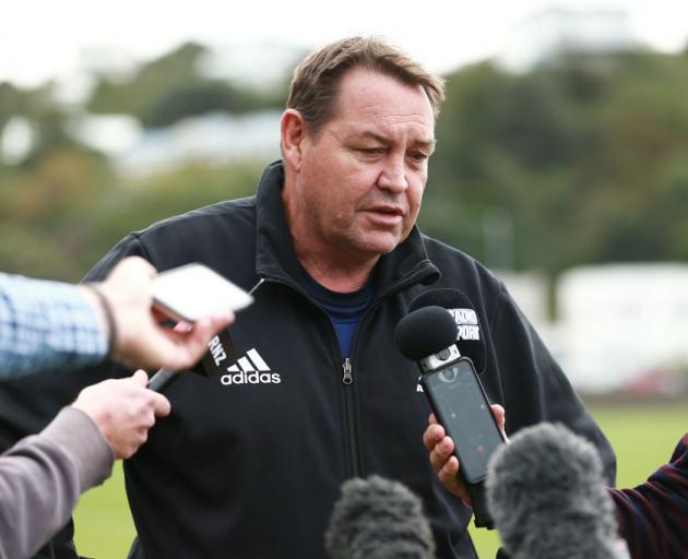 All Blacks coach Steve Hansen talks to media at Poneke Rugby Club. Photo: Getty Images