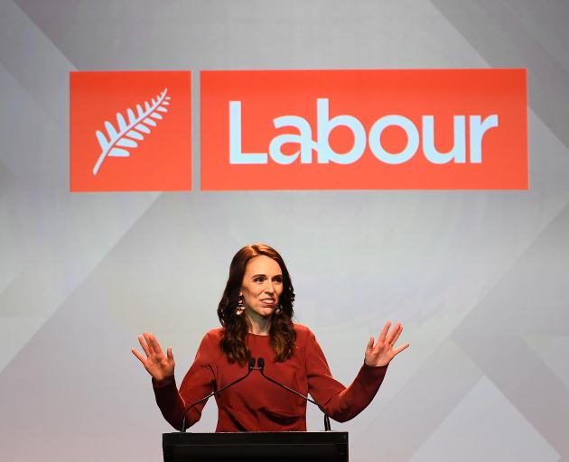 Jacinda Ardern gives her victory speech at Auckland Town Hall. Photo: Getty Images