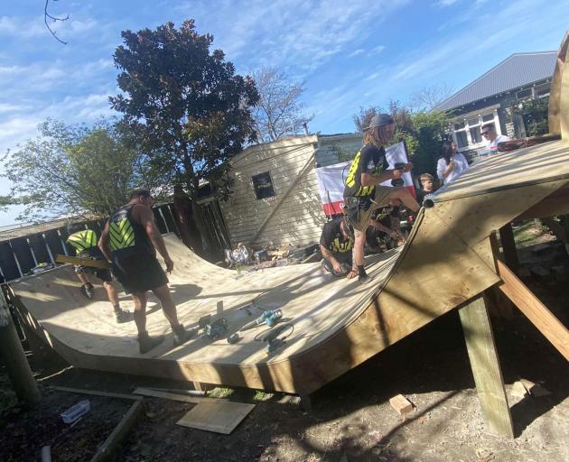 The skateboard ramp under construction. Photo: Supplied