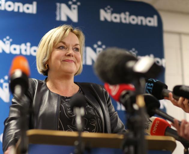 National Party Leader Judith Collins talks with media after her party's loss to Labour. Photo: Getty Images