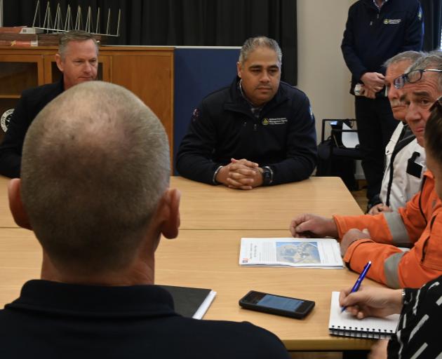 Civil Defence Minister Hon Peeni Henare meets with Civil Defence staff and firefighters. Photo:...