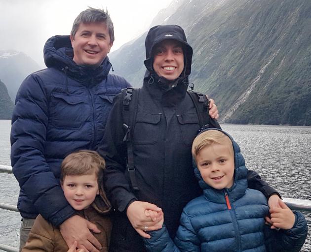Justin Wealleans, of Christchurch, with wife Ine and sons Casey (left) and Niko. PHOTO: JUSTIN...