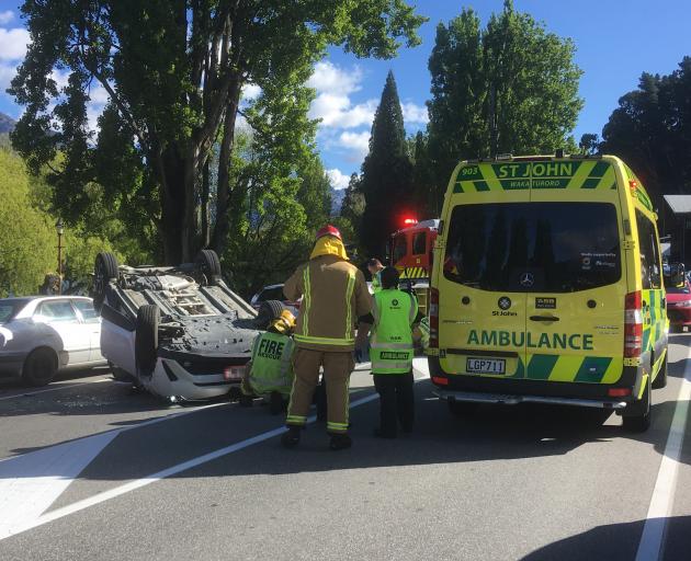 Emergency services at the scene of the crash. Photo: Guy Williams