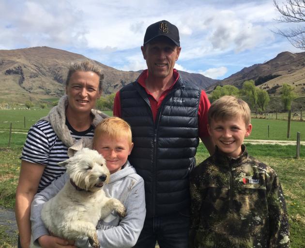 The Mackay family, of Spotts Creek Station, Cardrona: Anna, Forbes and Westie Maggie, Hamish and...