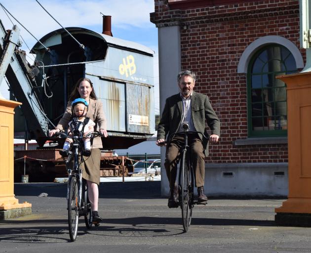 Dunedin Tweed Ride co-organiser Ruth Barton, with son Harold Hockey (1), and co-organiser Peter...