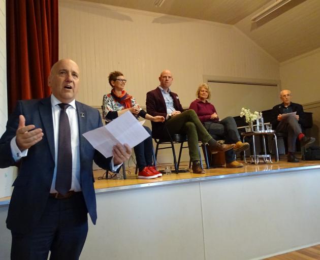 Central Otago Mayor Tim Cadogan opens the ninth annual Across the Bridge festival on Tuesday...
