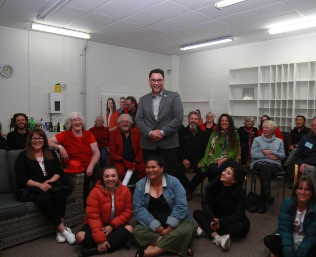 Waitaki candidate Liam Wairepo is surrounded by Labour supporters at the party's Oamaru HQ on...