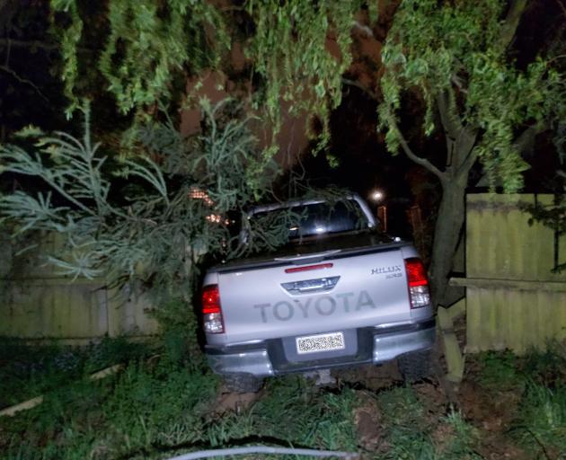 An alleged drink driver crashed into a fence on Bray St in Darfield. Photo: Supplied