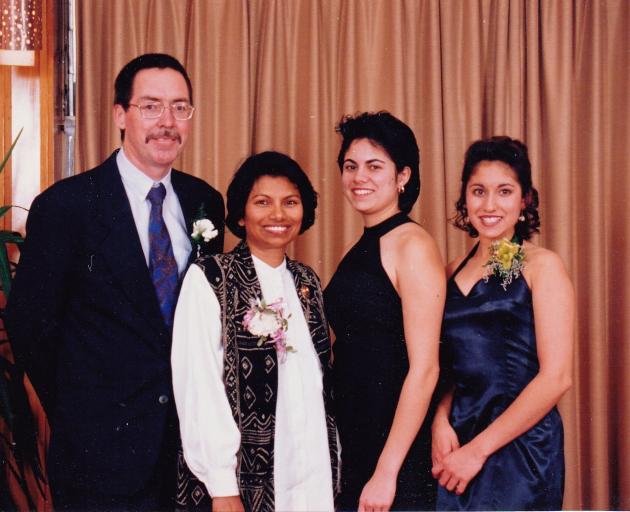 At the Fiordland College Prom in 1997 are the Verrall family; (from left) Bill, Lathee, Ayesha...