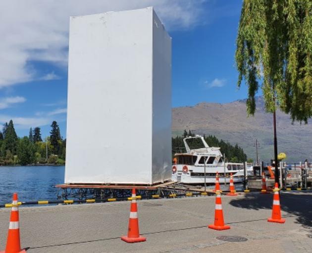 This giant structure's been erected on Queenstown's waterfront ahead of what's expected to be Xbox's X and S Series global console launch next week. Photo: Mountain Scene