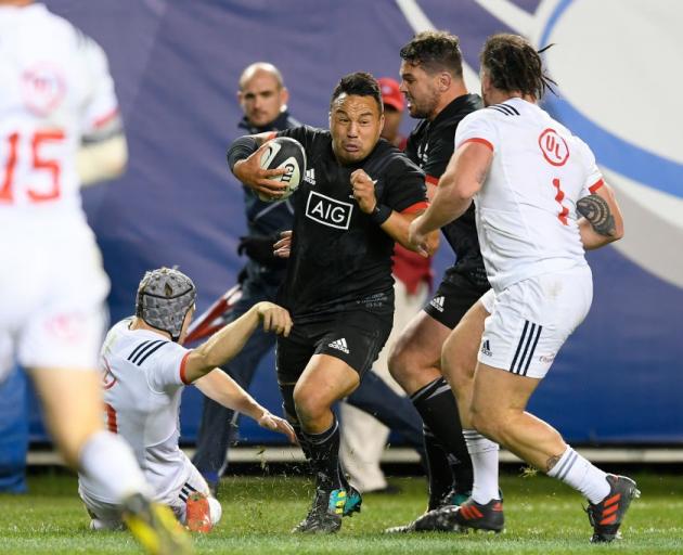 Ash Dixon carries the ball for the Maori All Blacks against the United States last year. Photo:...