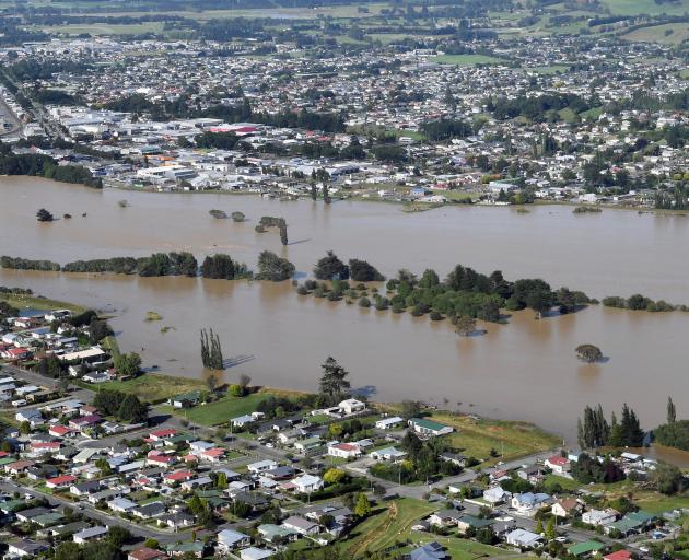 Gore is flooded in February after the Mataura River burst its banks. PHOTO: STEPHEN JAQUIERY