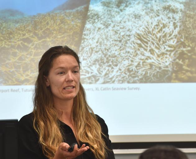 Ocean acidification researcher Hannah Heynderickx talks about climate change. PHOTO: GREGOR...