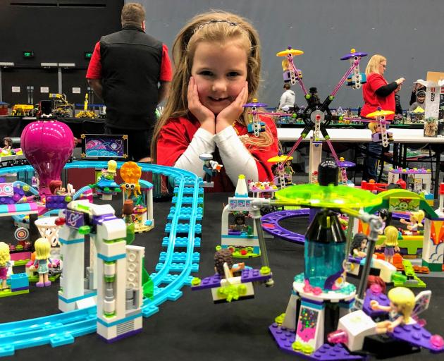 Lily Sargent (5) was the youngest exhibitor at the Southland Brick Show in Invercargill. PHOTO:...