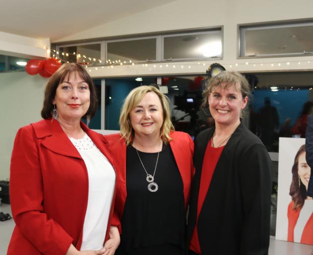 Sarah Pallett with newly-elected Banks Peninsula MP Tracey McLellan (left) and Wigram MP Megan...
