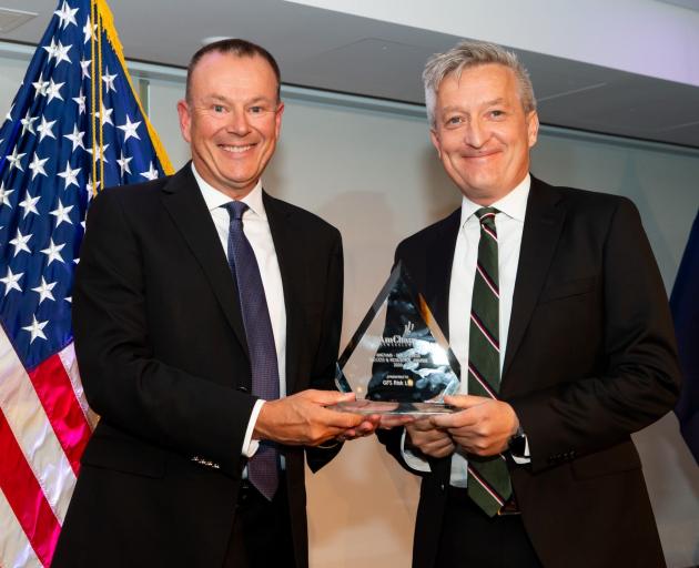 Julian Grimmond (right) and AmCham Awards judge Matt Riley, of Cress Global. PHOTO: SUPPLIED