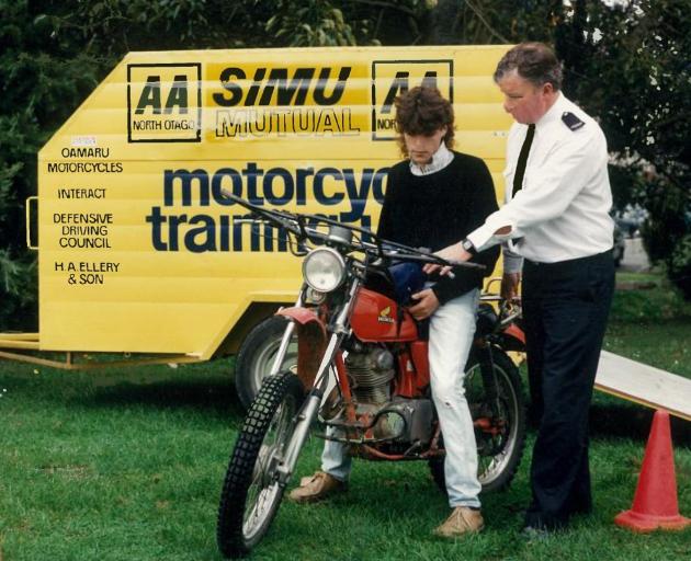 In the late-1970s, Rice set up a motorcycle training unit for young riders. Here he shows a...