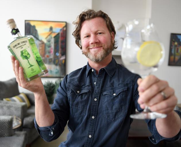 Peter Rawling with the world-first New Zealand sauvignon blanc gin. PHOTO: STEPHEN JAQUIERY